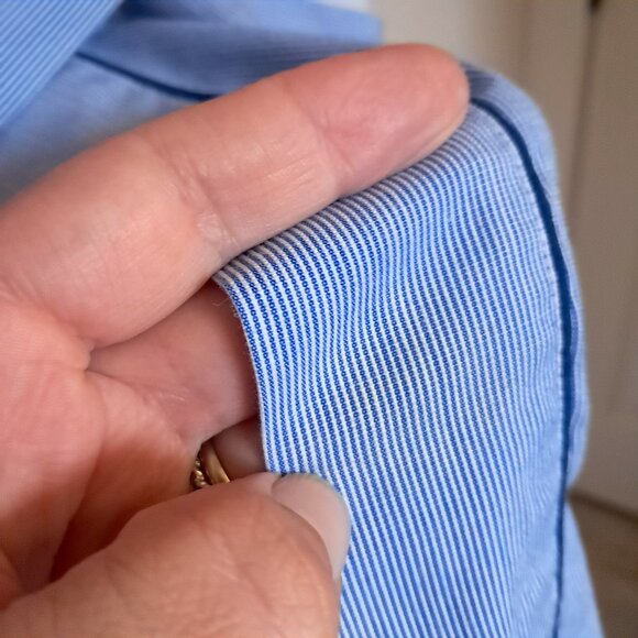 Vintage Reed St. James men's robe cotton polyester white blue stripe one size - Picture 3 of 7